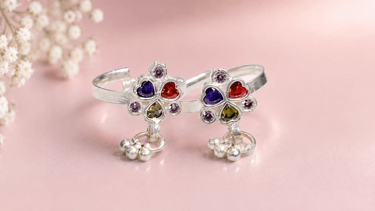 Multi-Heart Jhumka Bell CZ Bichhiya
